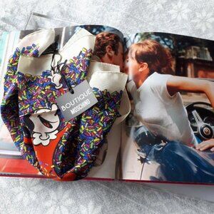 NWT Boutique Moschino Olive Oyl multicoloured confetti silk scarf